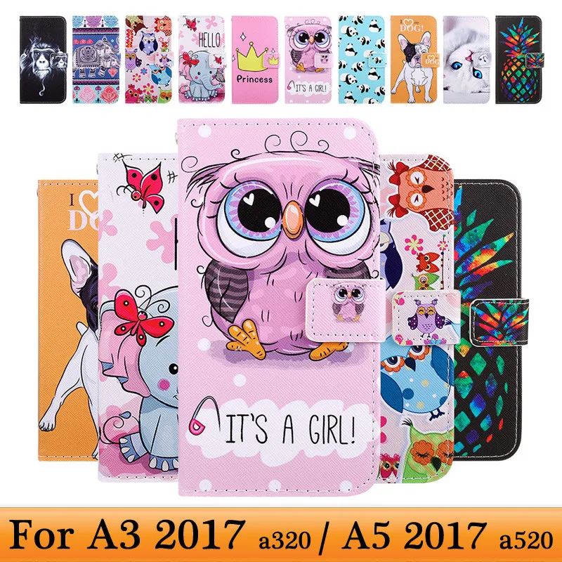 Роскошный чехол книжка с бумажником для Samsung Galaxy A3 2017 A320 A520 из искусственной кожи