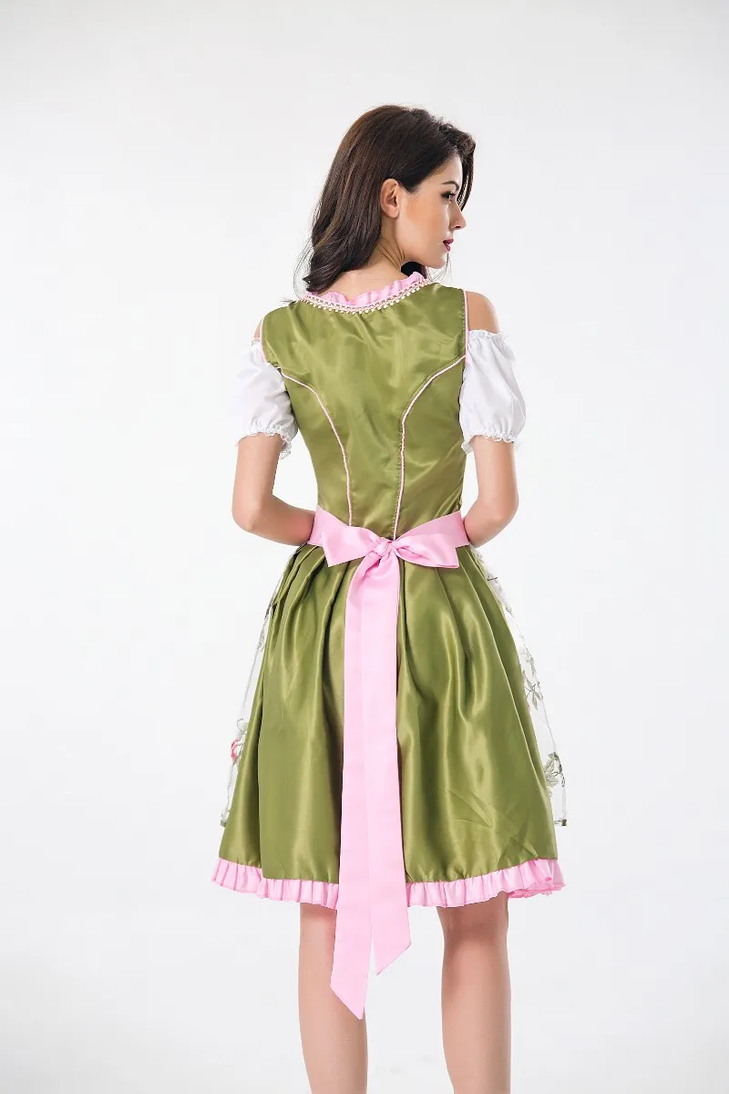 

Adult WomenOktoberfest Costume Maid Wench Germany Bavarian Short Sleeve Fancy Dress Beer Girl Dirndl Outfit