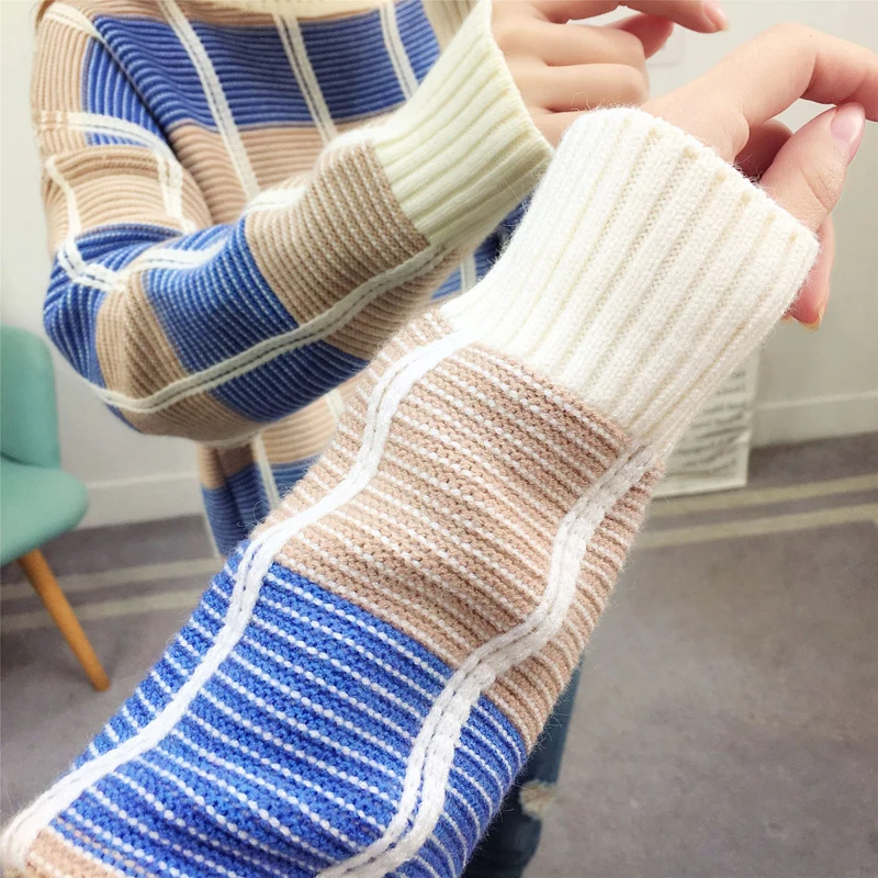 

Turtleneck Sweater Women Winter 2019 New Plaid Knitted Sweater And Pullovers Women Autumn Casual Long Sleeve Sweater Female Top