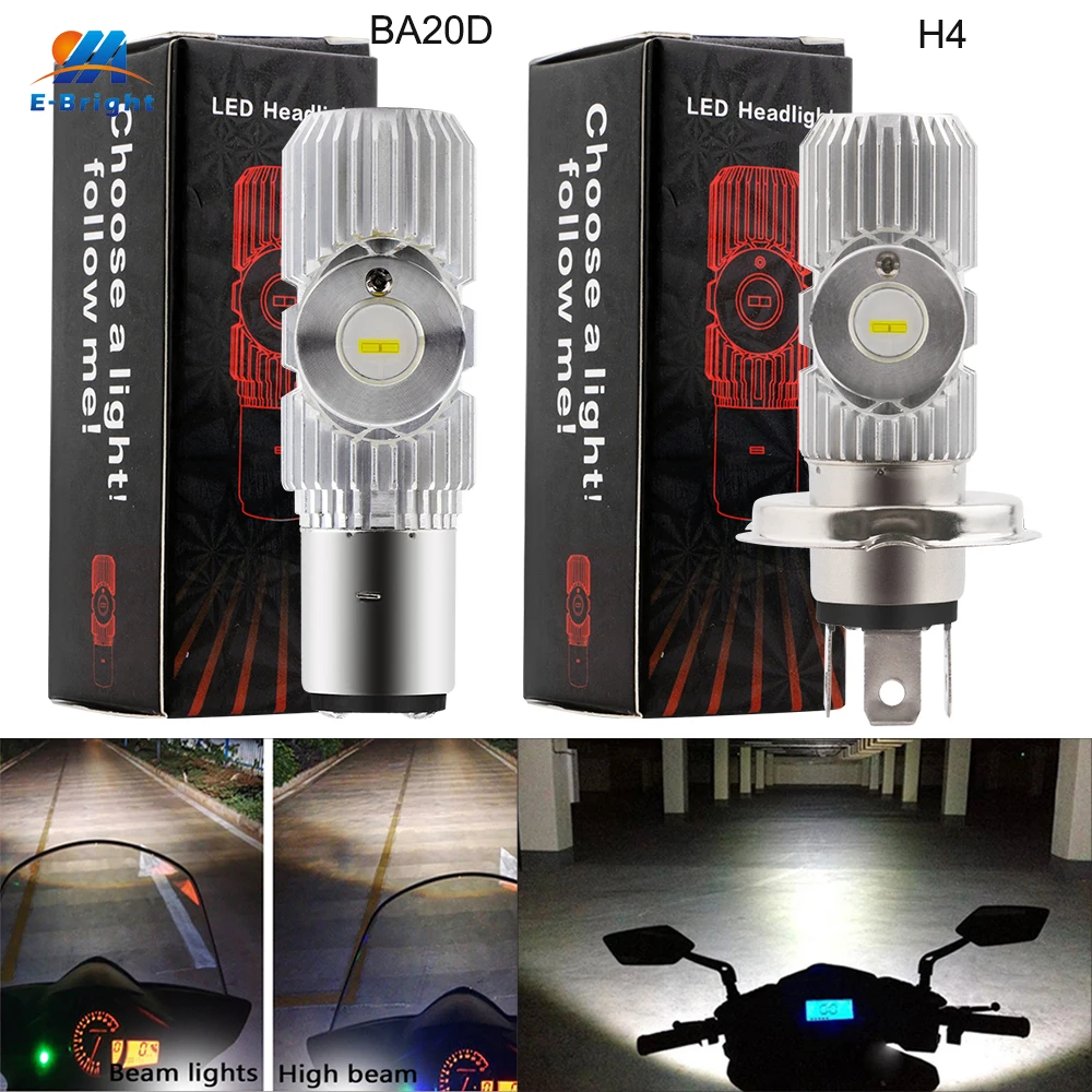YM E Bright 2 шт. мотоциклетные H4 BA20D дальний/ближний свет 1200 лм светодиодные фары 9 80 В