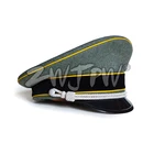 WW2 армейские кепки коллекционные предметы серо-зеленый офицер большие покрытые шляпы Желтая окантовка шерстяная ткань DE401137