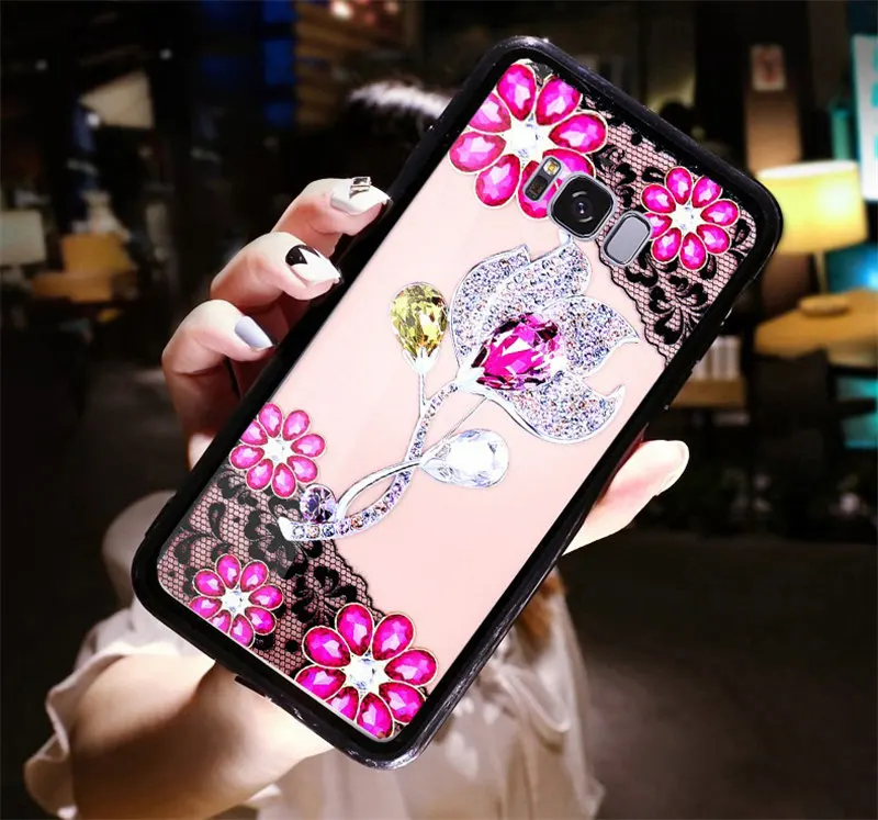 3D цветочный чехол для телефона samsung Galaxy S10 плюс S10e с сияющими блестками