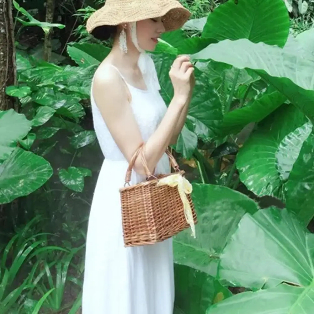 Летняя плетеная Сумка из ротанга ручной работы в стиле ретро 2018 пляжная сумка