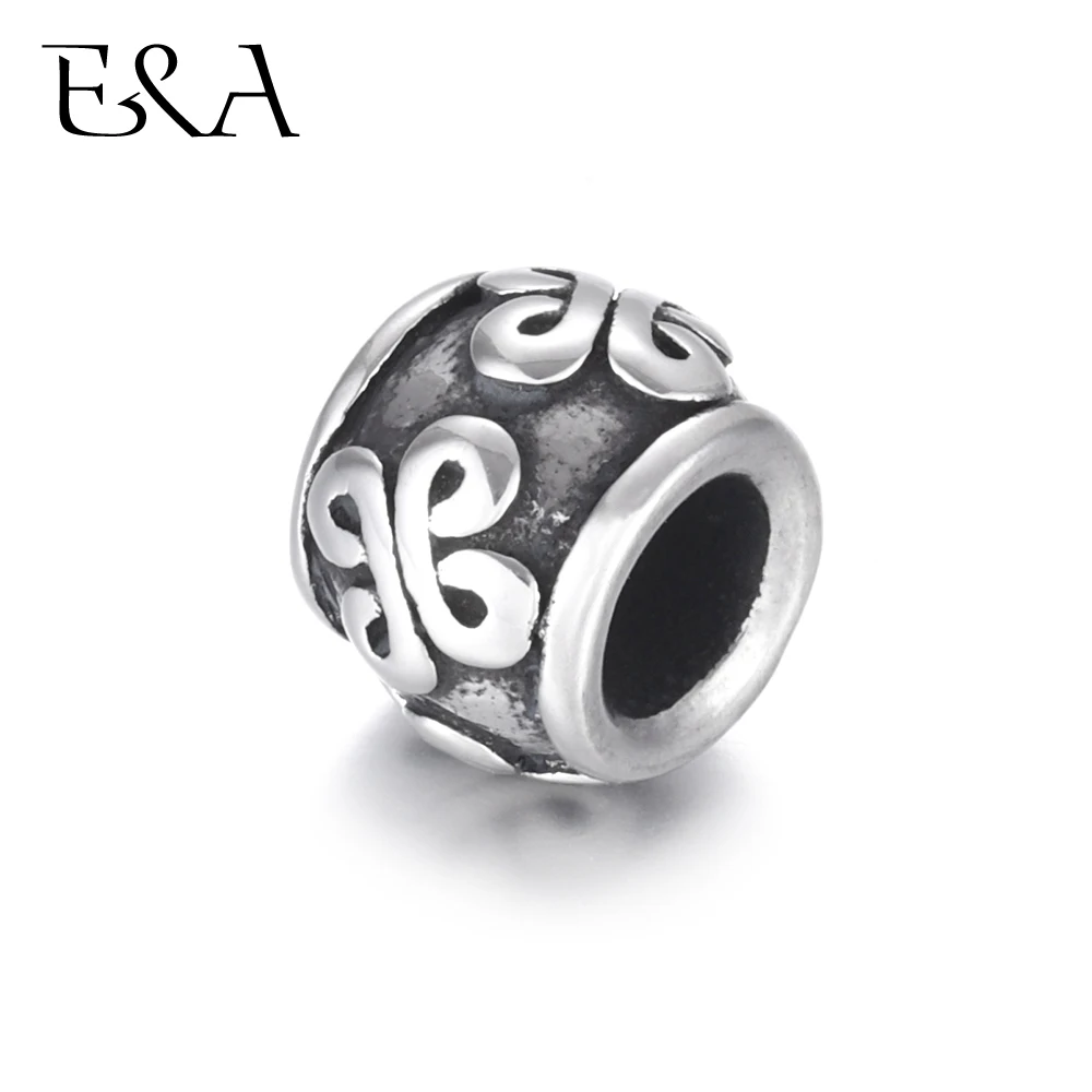 

Stainless Steel Beads Knotting Patterned 5mm Hole Metal European Bead Bracelet Making Supplies Handmade DIY Jewelry Accessories