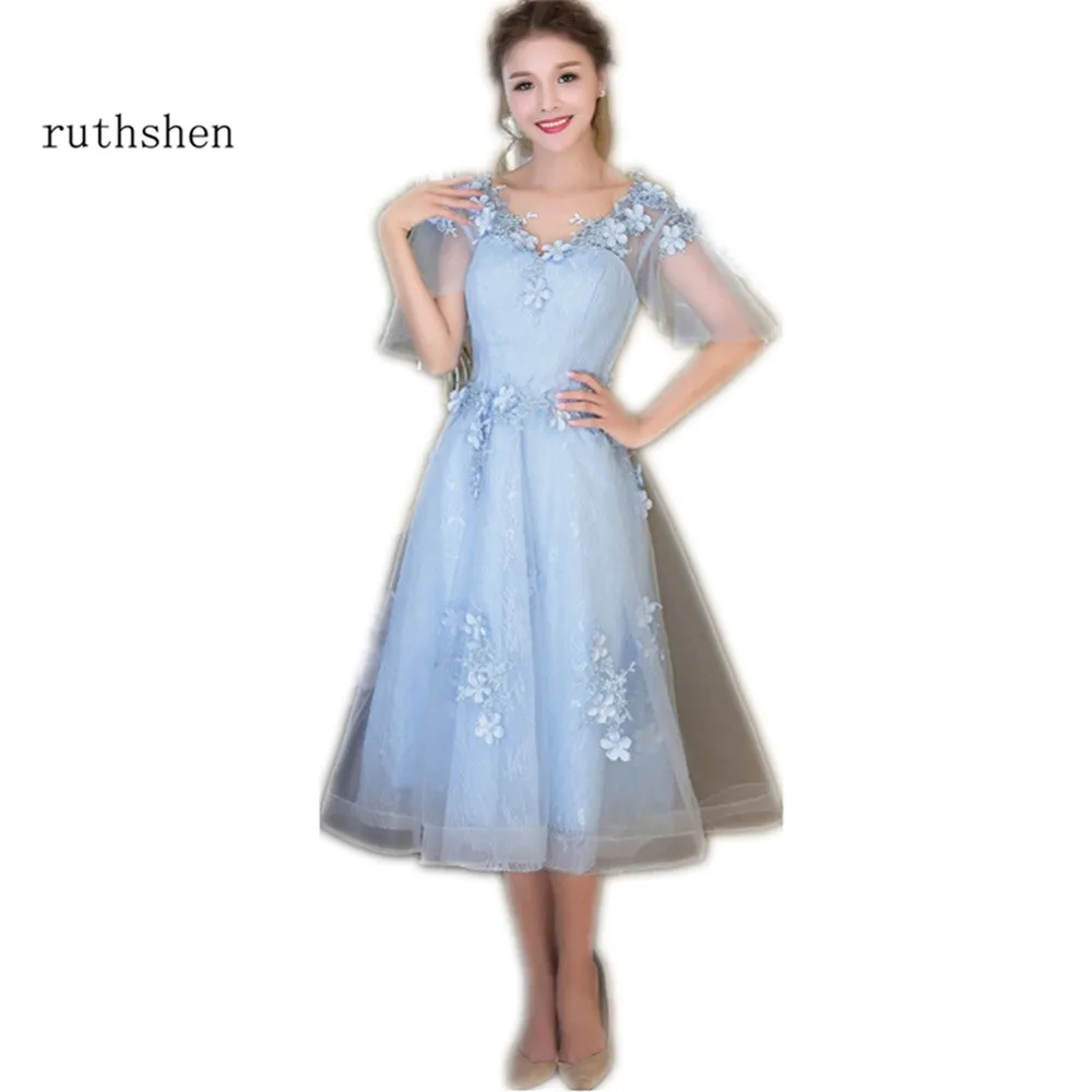 Ruthshen светло розовый/синий/красный дешёвые Выпускные платья 2018 наличии чай Длина