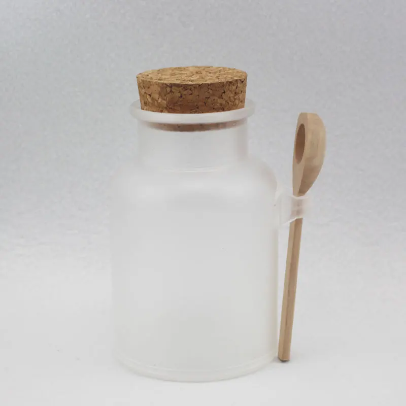 12 x 500ml Empty Bath Salt Bottle Wooden Cork , Powder Cosmetic Container With Cork And Spoon Personal Care