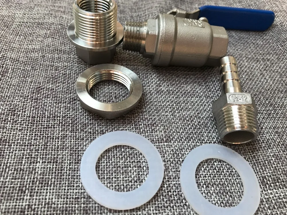 Free Shipping Weldless Stainless Steel Ball Valve &amp Spigot suitable brew kettles Homebrew Hardware | Дом и сад