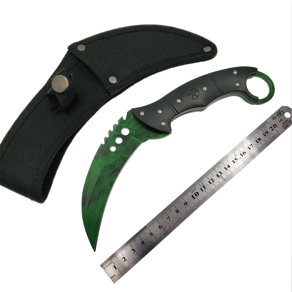 Dark green Swayboo doppler cs go karambit Походный нож, выцветает, счетчик ударов, черный мачете, тактический нож с фиксированным лезвием, инструмент для улицы - Цвет: Dark green