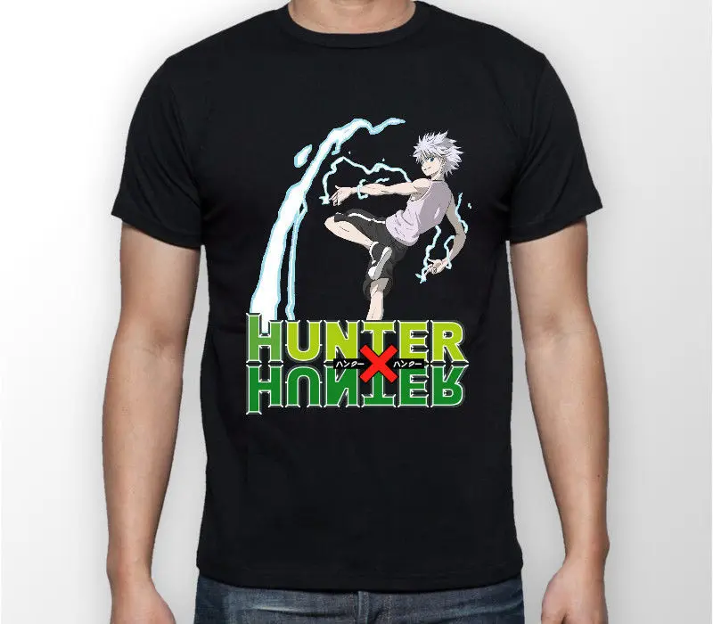 Охотник х ОХОТНИК Killua атаки HXH Аниме Манга унисекс футболка все размеры Лето