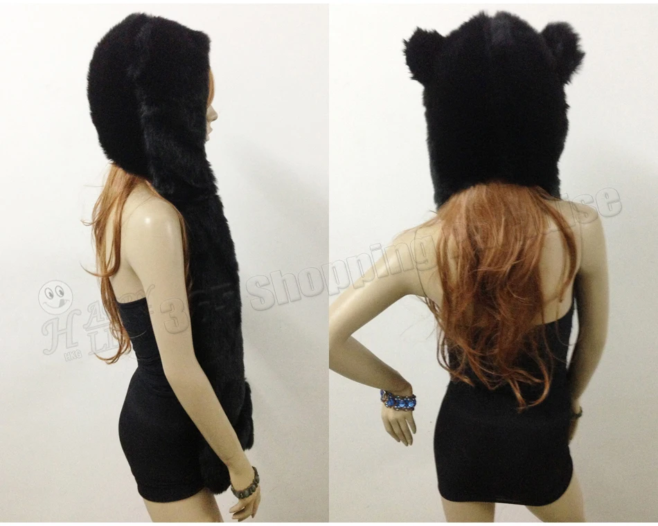 1 шт./лот зимняя качественная шапка с капюшоном из искусственного меха Crazy Cat