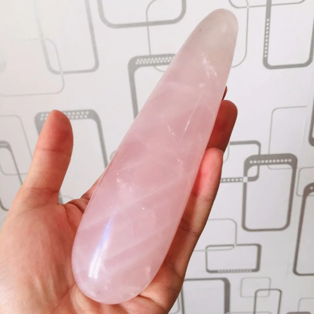 

100% натуральный полированный розовый кварц с кристаллом лечебный Жезл Рейки драгоценный камень yoni Массажная палочка 1 шт.