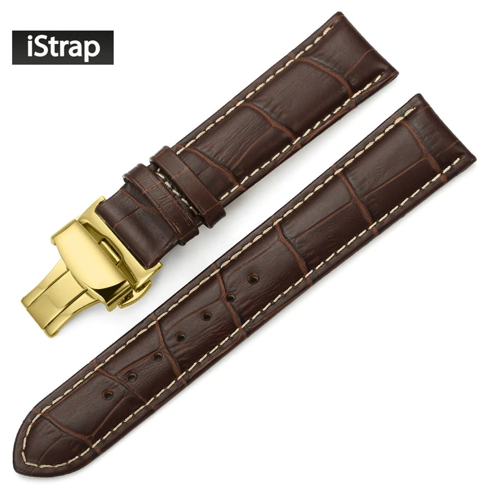 Ремешок iStrap 18 мм 19 20 21 22 24 ремешок из натуральной кожи с золотой Бабочкой Пряжка