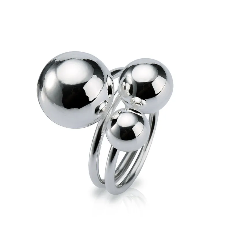 Женское кольцо с тремя бусинами Будды серебро 925 пробы|fashion rings for women|rings womenring |
