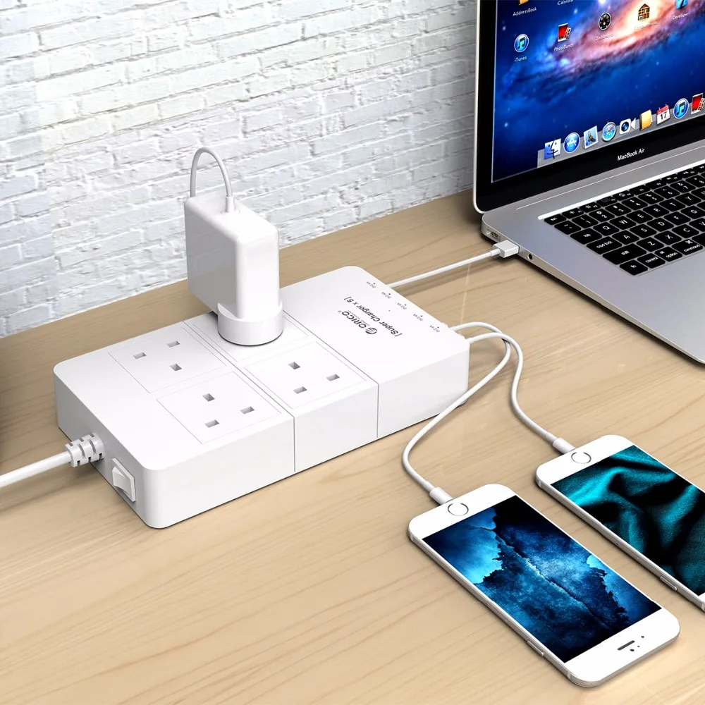 Смарт-лента питания ORICO 4 выхода защита от напряжения 5 usb-портов настольное