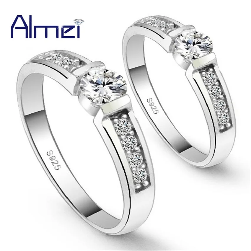 Almei Продавец 2 Шт. Пара Кольца Ювелирные Изделия Любовника Серебряный Цвет пара