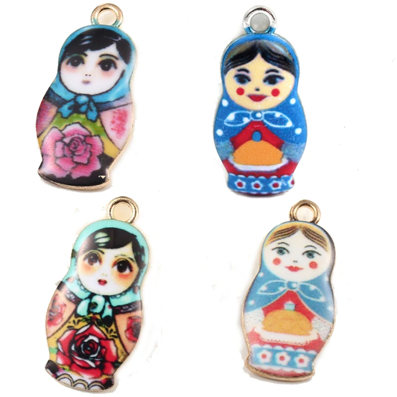 5 шт. смешанные эмалированные милые русские Матрешки Подвески Diy Ожерелье Серьги