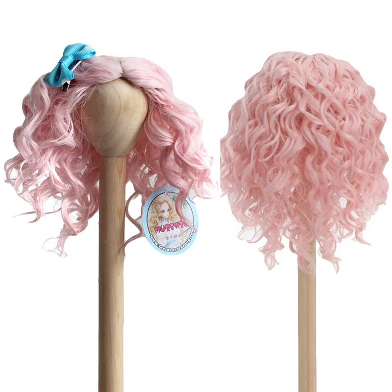 

Pink color High-temperature Doll Wigs Small Curls Long Wave Synthetic Fiber Wig Hair For Doll Wigs Accessories for 1/3 BJD Doll
