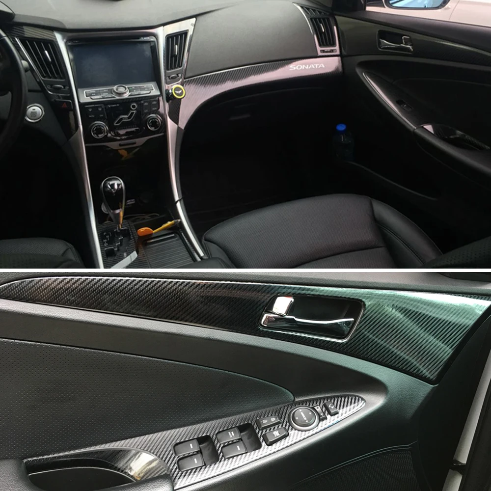 Для Hyundai sonata 8 2011 2013 внутренняя Центральная панель управления дверная ручка 5D наклейки из углеродного