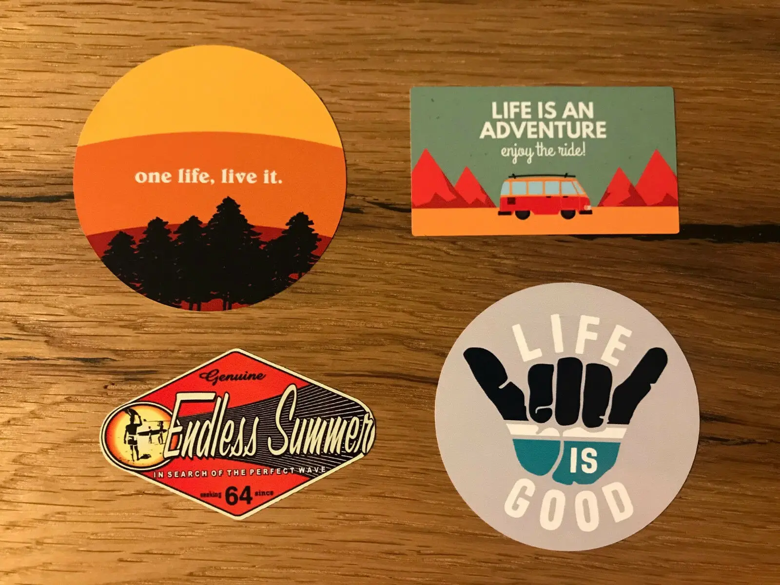 

4x Sticker Surf Beach Adventure Bus Bug Hang Loose Summer Life Outdoor #402