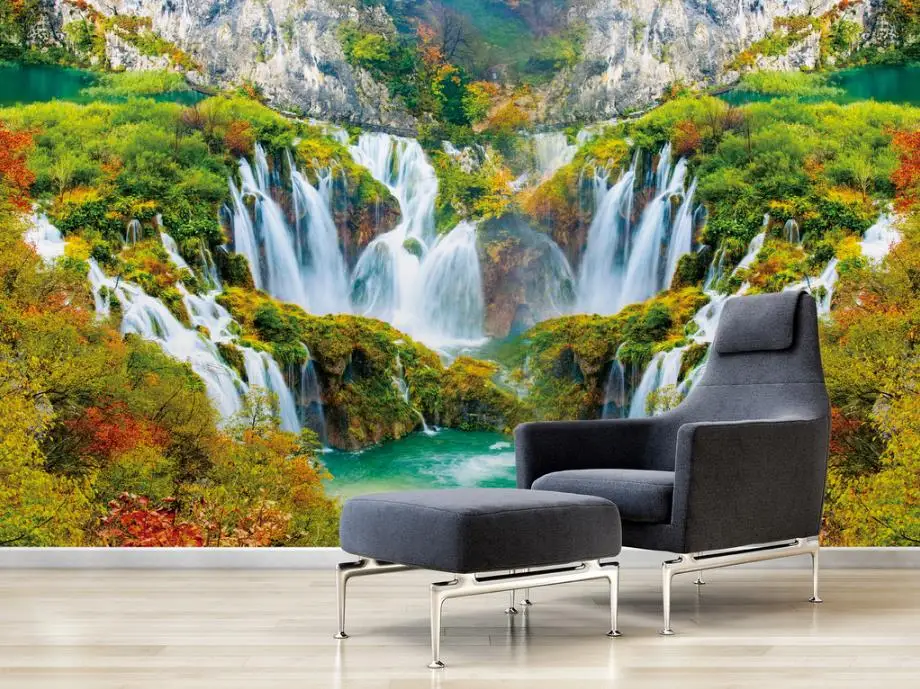 

photo wallpaper custom Beautiful scenery waterfall living room wall murals TV backdrop Sea coconut tree mural 3d wallpaper