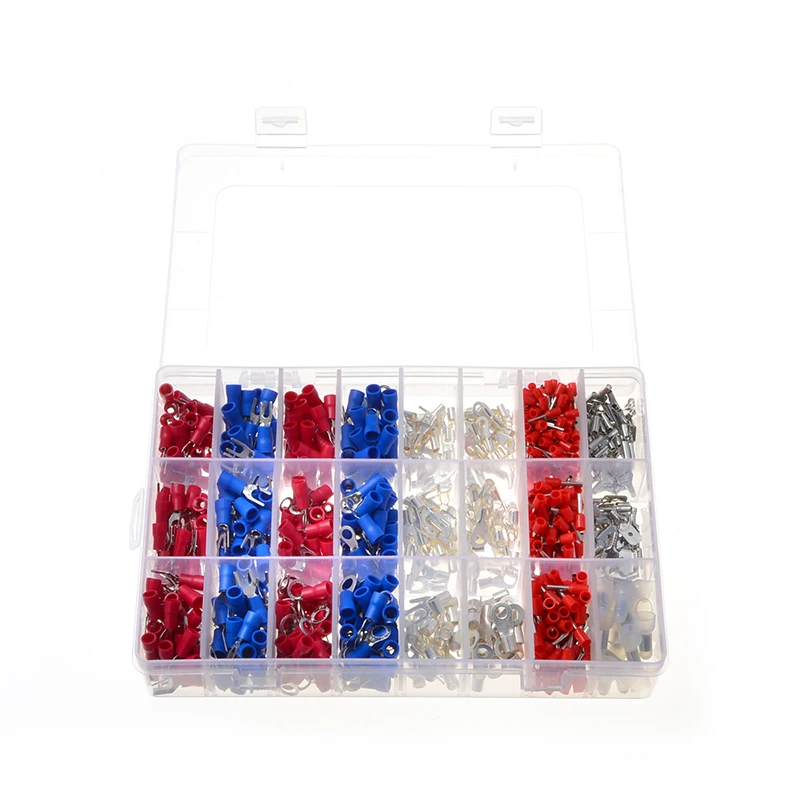 1000 шт 24 типа изолированные обжимные клеммы комплект электрический кабель провода шнур концевые соединители Лопата Вилка кольцо Ассорти набор