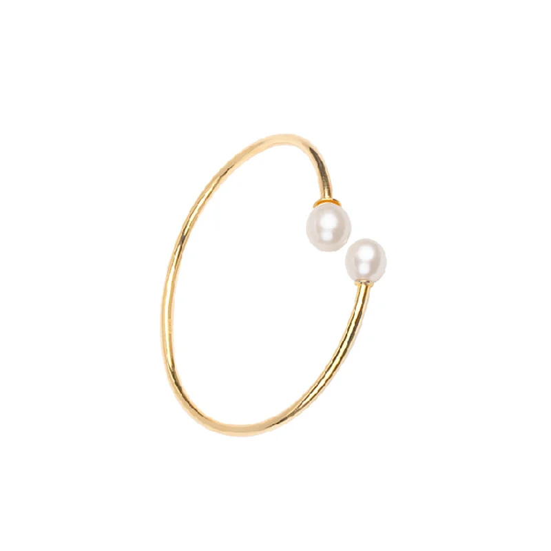 silver gold plated Классический жемчужный браслет серебро 925, регулируемый настоящий натуральный пресноводный жемчужный браслет подарок для жены - Цвет камня: silver gold plated