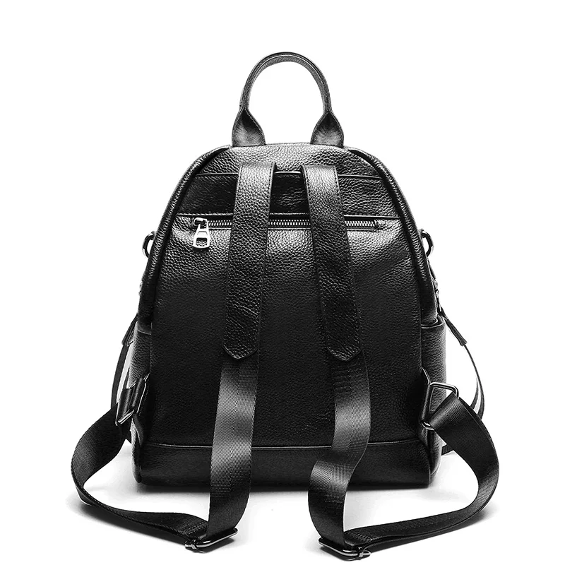 Real Cowhide Leather Backpack For Women Genuine Girls Wide Strap Backpacks Ladies Shoulder Travel Bag School | Багаж и сумки
