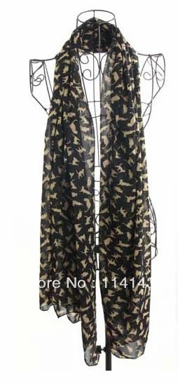 Fashion Lady Chiffon Sweet Cat Kitten Graffiti Scarf Shawl Neck Wrap Gift Free Shipping |