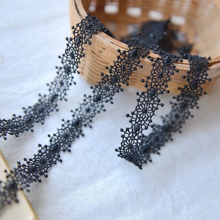 10 м/лот черно-белая вода растворимая вышивка кружева одежда одежды планки ткани