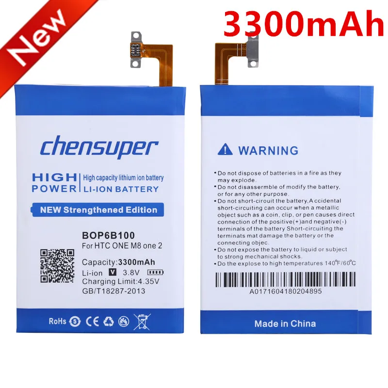 

100% Original chensuper 3300mAh BOP6B100 Battery For HTC One 2 M8 Battery E8 M8x One2 W8 M8T M8W M8D M8SW M8ST M8SD One+ Plus