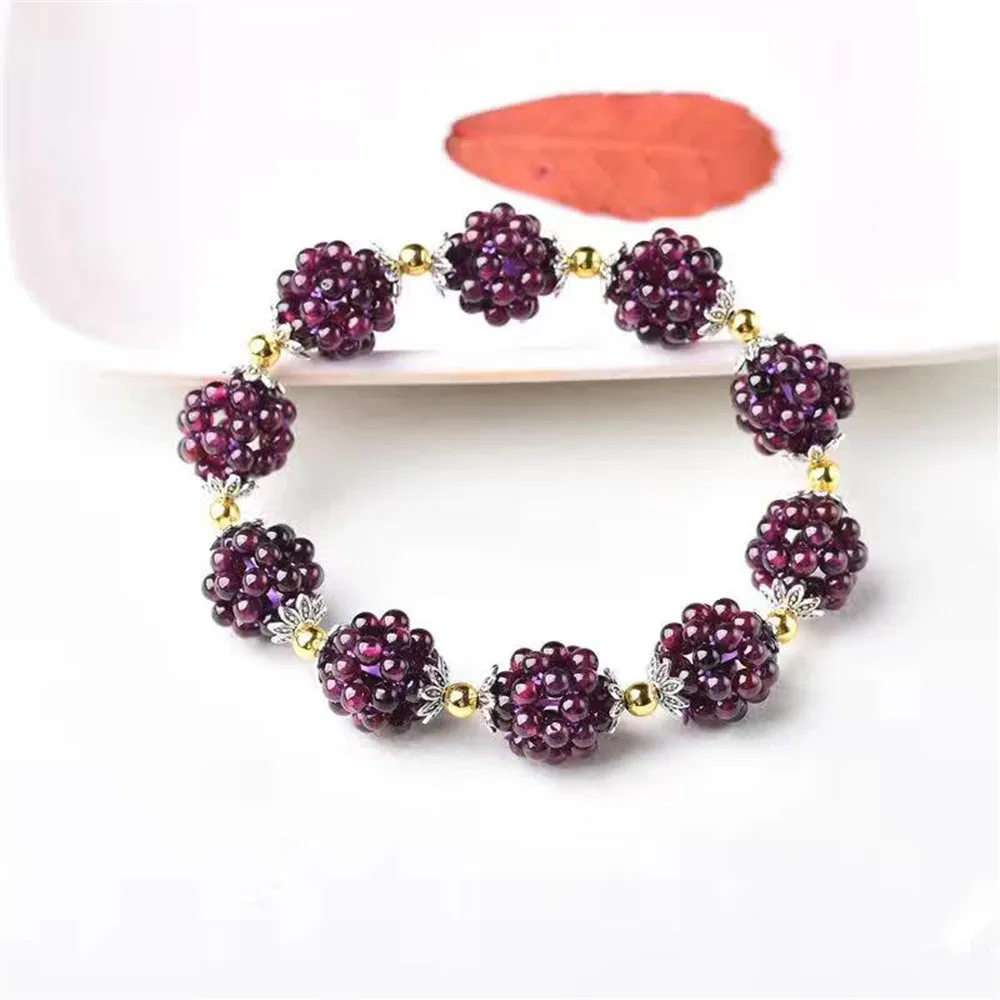 Новый дизайн натуральный альмандин гранат браслет ручная оплетка женский