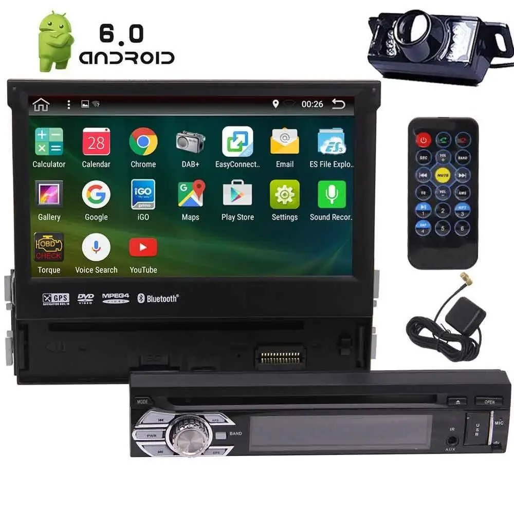 1 DIN Android 6 0 Автомобильный стерео приемник Bluetooth gps навигация Wi Fi Веб просмотр