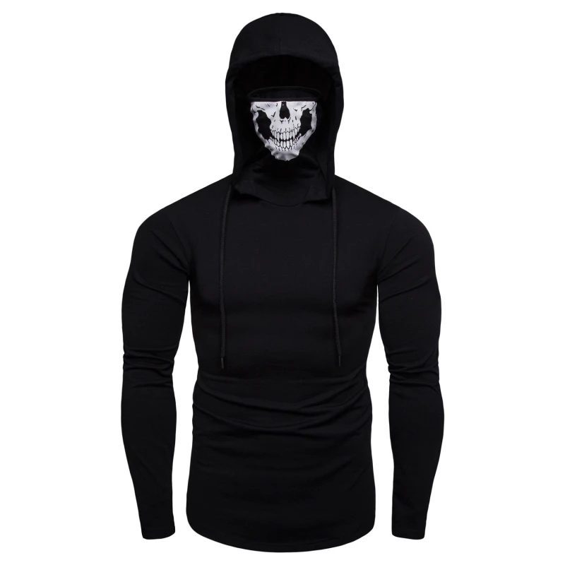 2019 Men's New Winter Wear WISH Personality Game Cotton Punk Style hoody men Skull Printed High-collar Long-sleeved Sweatshirt | Мужская