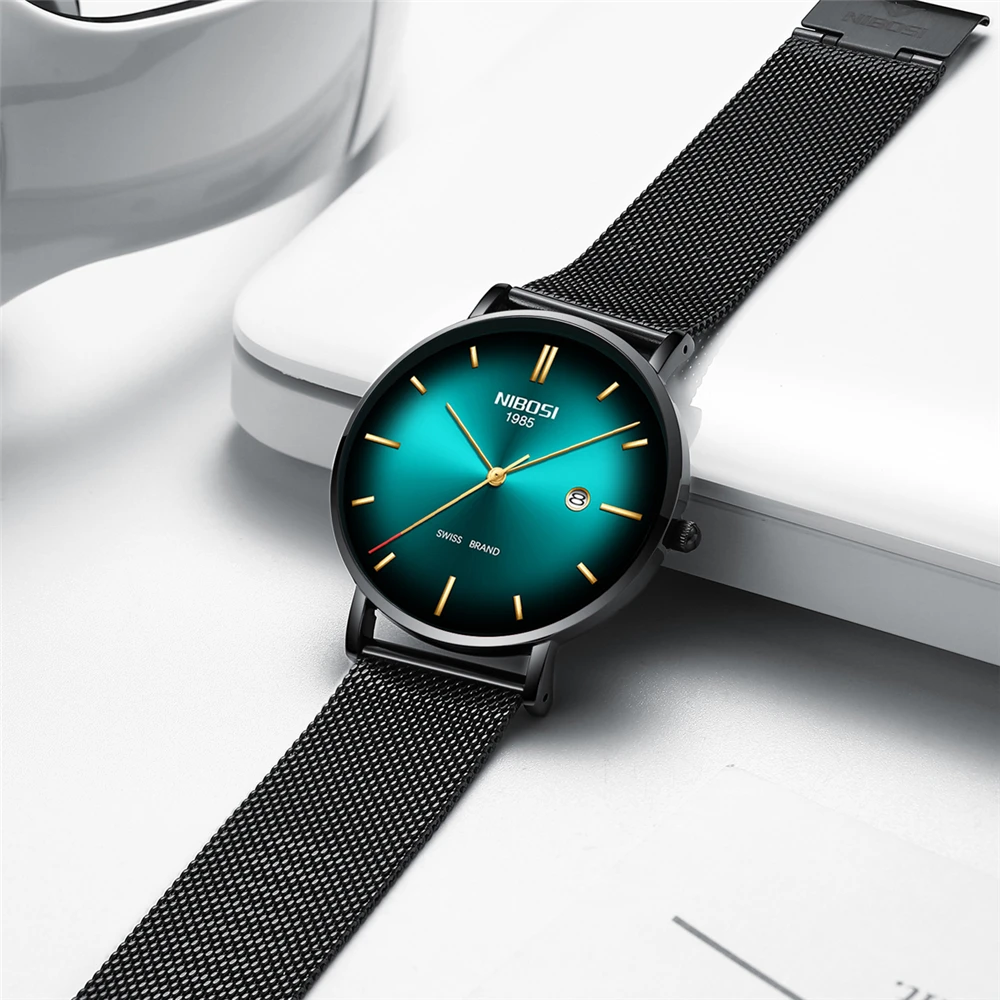 

NIBOSI Mens Watches Top Brand Luxury Gold Quartz Men Watch Mesh Strap Casual Sport Waterproof Male Clock Relogio Masculino 2019