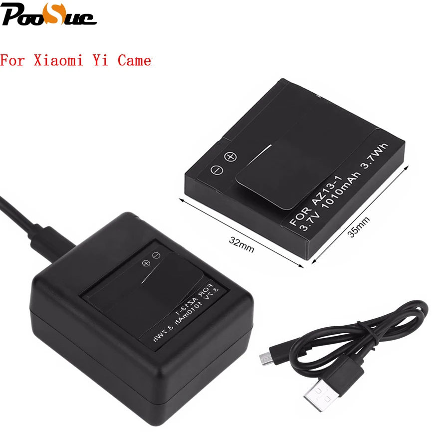 3 7 в AZ13 1 Xiao mi yi xiaoyi батарея 1010 мАч шт. USB 2 стороннее зарядное устройство для экшн