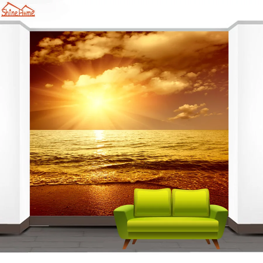 ShineHome морская волна закат 3d фото природа морской пейзаж обои фрески для стен 3 d