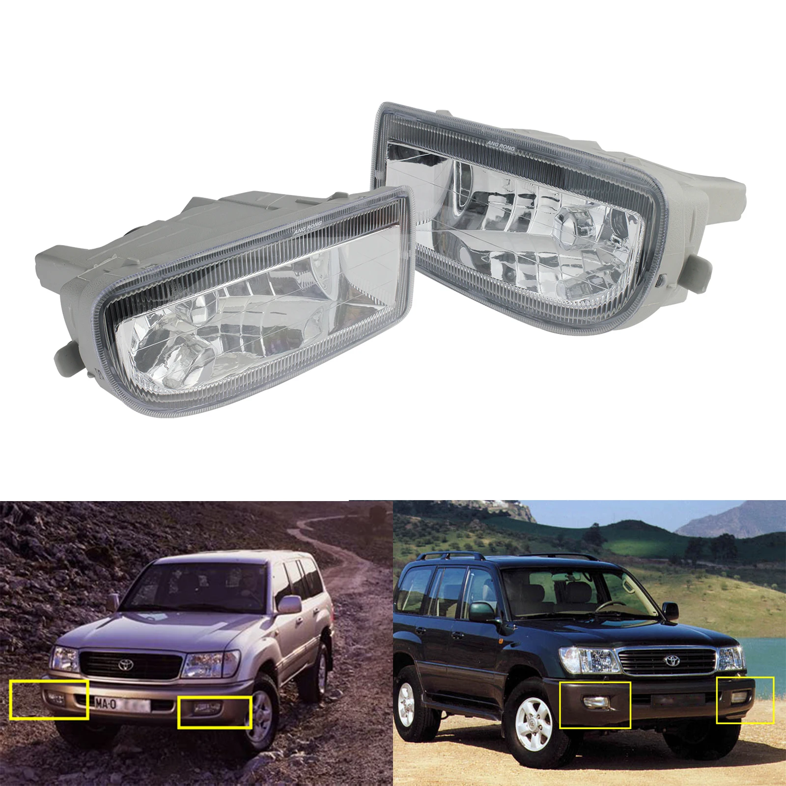 ANGRONG передние противотуманные фары светильник пара L & R без лампы для Toyota Land Cruiser