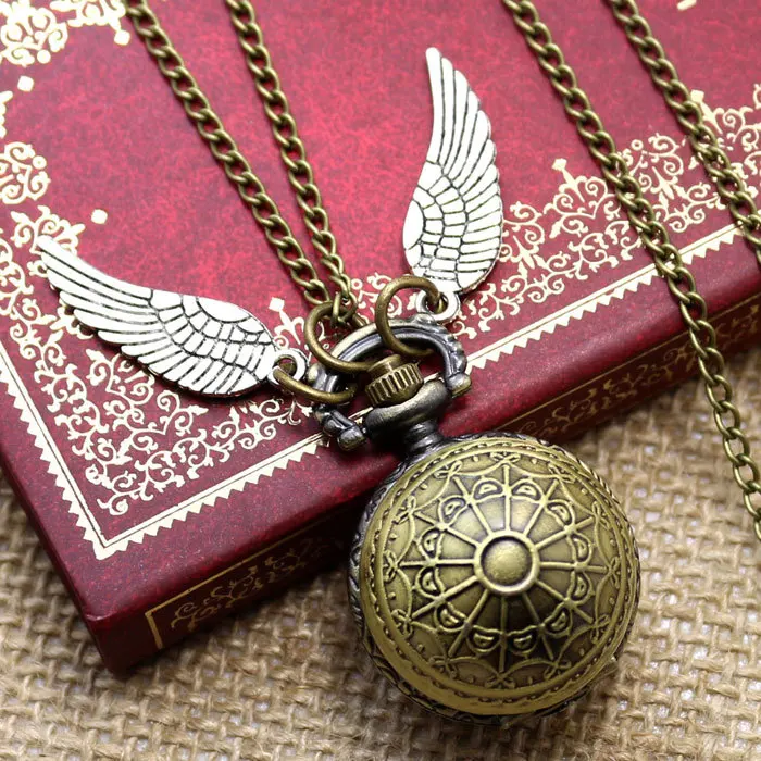 

Fashion Woman Lady Wings Birds Antique Steampunk Pocket Watch with Chain Necklace
