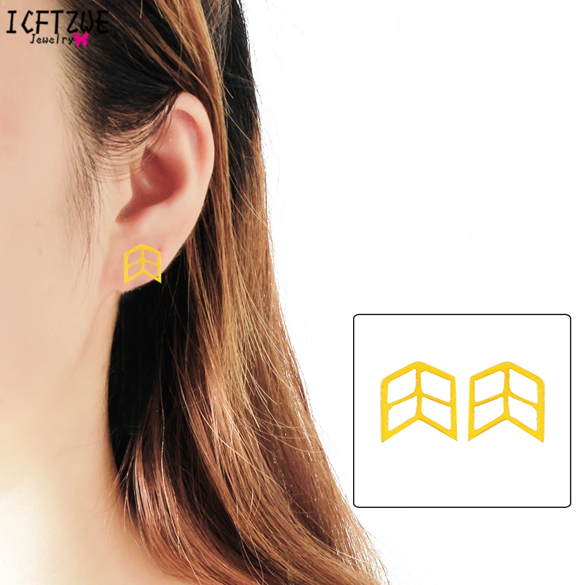 DIANSHANGKAITUOZHE Gold Silver Geometric Arrows Stainless Steel Chevron V Stud Earings Fashion Jewelry For Women Men Orecchini | Украшения