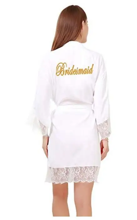 white Bridesmaid Хлопковая одежда для невесты с кружевной отделкой женское свадебное платье с золотом 001 - Цвет: white Bridesmaid
