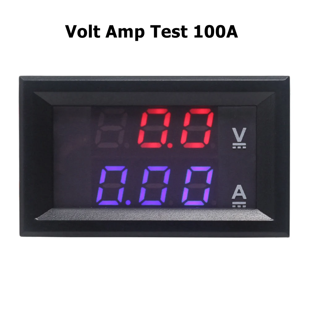 DC 0-100V 10A 50A 100A DC Амперметр Вольтметр цифровой светодиодный красный синий дисплей Автомобильный усилитель Вольт Метр - Цвет: Volt Amp Test 100A