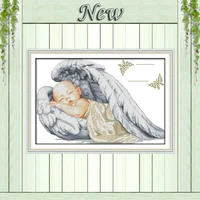 little angel birth certificatesleeping babypattern print canvas dmc 14ct 11ct diy cross stitch embroidery needlework kits sets