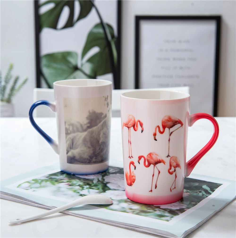 

450ML color changing magic mug heat sensitive coffee mug,hot water mug for gift black,blue,red color 10piece for 1 box