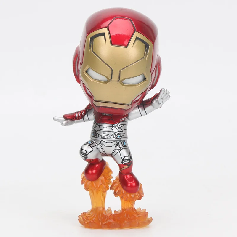 Мини 10 см Marvel игрушки Дэдпул фигурка качающаяся голова 1/10 масштаб предварительно окрашенный Человек-паук Черная пантера Коллекционная модель куклы игрушки - Цвет: 12cm ironman opp