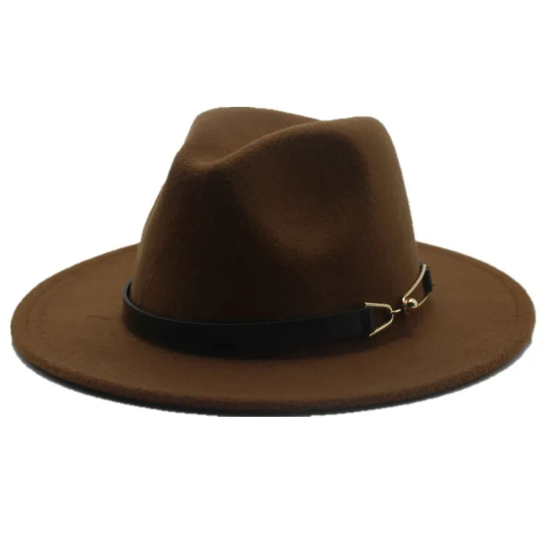 

oZyc Wide Brim Autumn Female Fashion Top hat Jazz Cap Winter Fedora Hat For men Wool Hat Fashion Chapeau Femme Black Hats