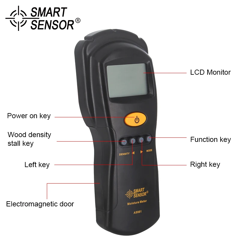Smart Sensor AS981 цифровой измеритель влажности мини древесины детектор с ЖК-дисплей