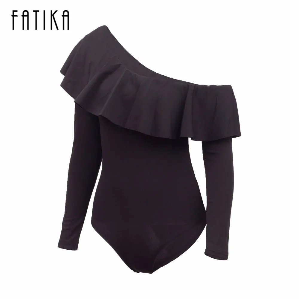 FATIKA, новинка, женский комбинезон с длинным рукавом на весну и осень, сексуальный Облегающий комбинезон на одно плечо с оборками, повседневные Комбинезоны, комбинезон