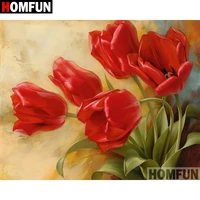 homfun 5d diy diamond painting full squareround drill red flower embroidery cross stitch gift home decor gift a07864