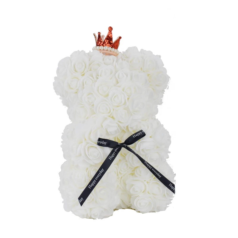 Pure white Розовый медведь, 25 см, на День святого Валентина, Romantische geschenkdoos, розовое пиво, Kunstmatige, розы, декоративные, Leuke, мультфильм, вриендин, детский подарок - Цвет: Pure white
