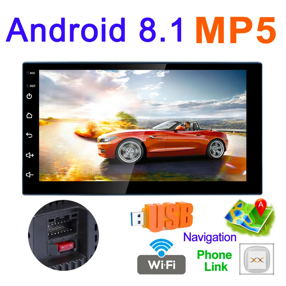 7 дюймов Bluetooth 2 DIN QUAD Core Android 8 1 автомобиля MP5 плеер GPS навигации AM FM радио Поддержка